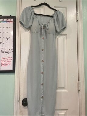 No Boundaries Light Sage Button-Front Midi Dress